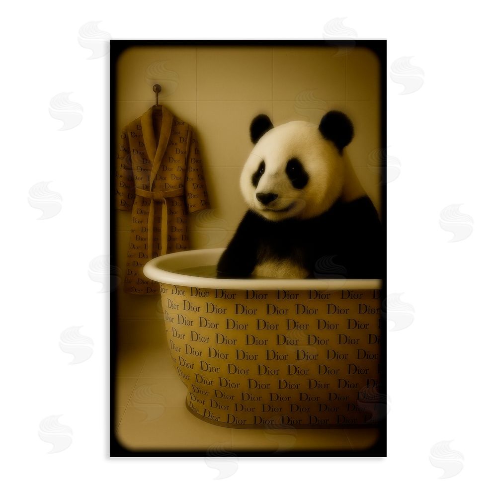 Grotto Studios Couture Panda in Luxury Tub Stretched Canvas Wall Art