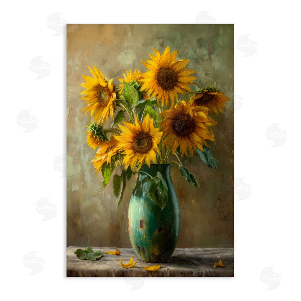 Creative Studio Moody Sunflower Vase Stretched Canvas Wall Art