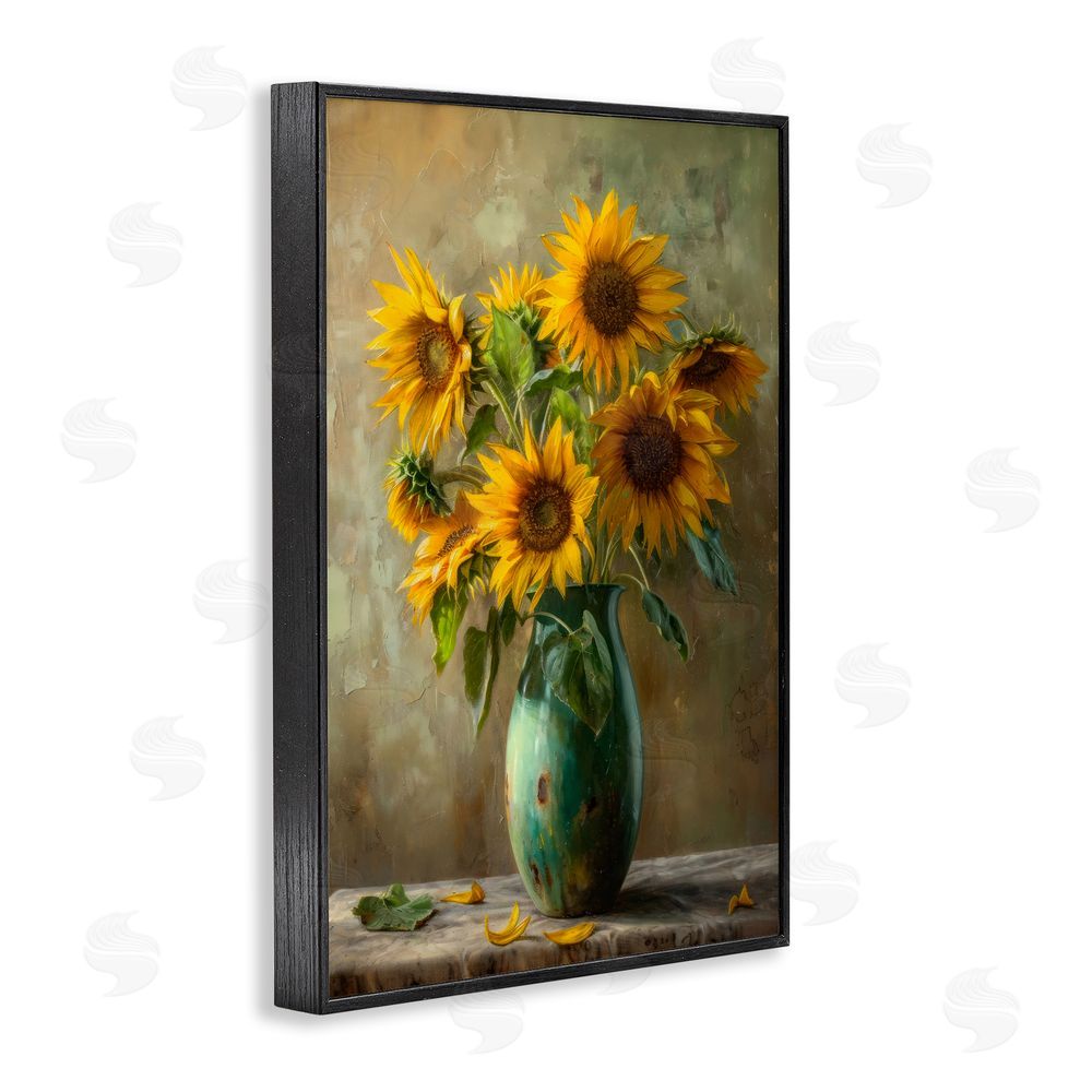 Creative Studio Moody Sunflower Vase Black Framed Giclee Wall Art