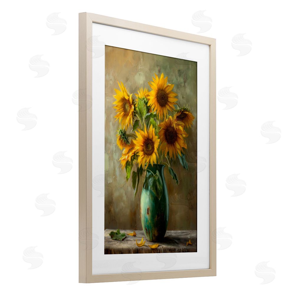 Creative Studio Moody Sunflower Vase Brown Framed Print Under Glass Wall Art