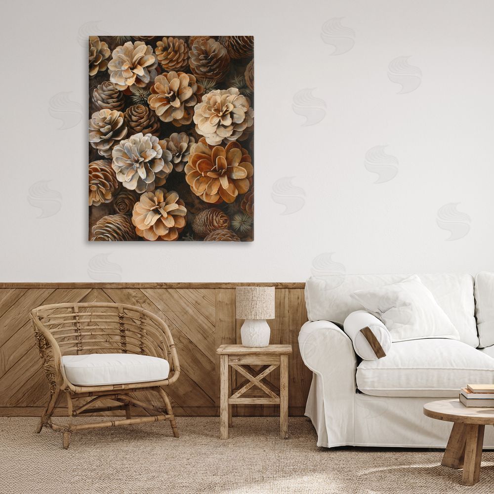 Creative Studio Pinecone Arrangement Rustic Botanicals Stretched Canvas Wall Art in Room