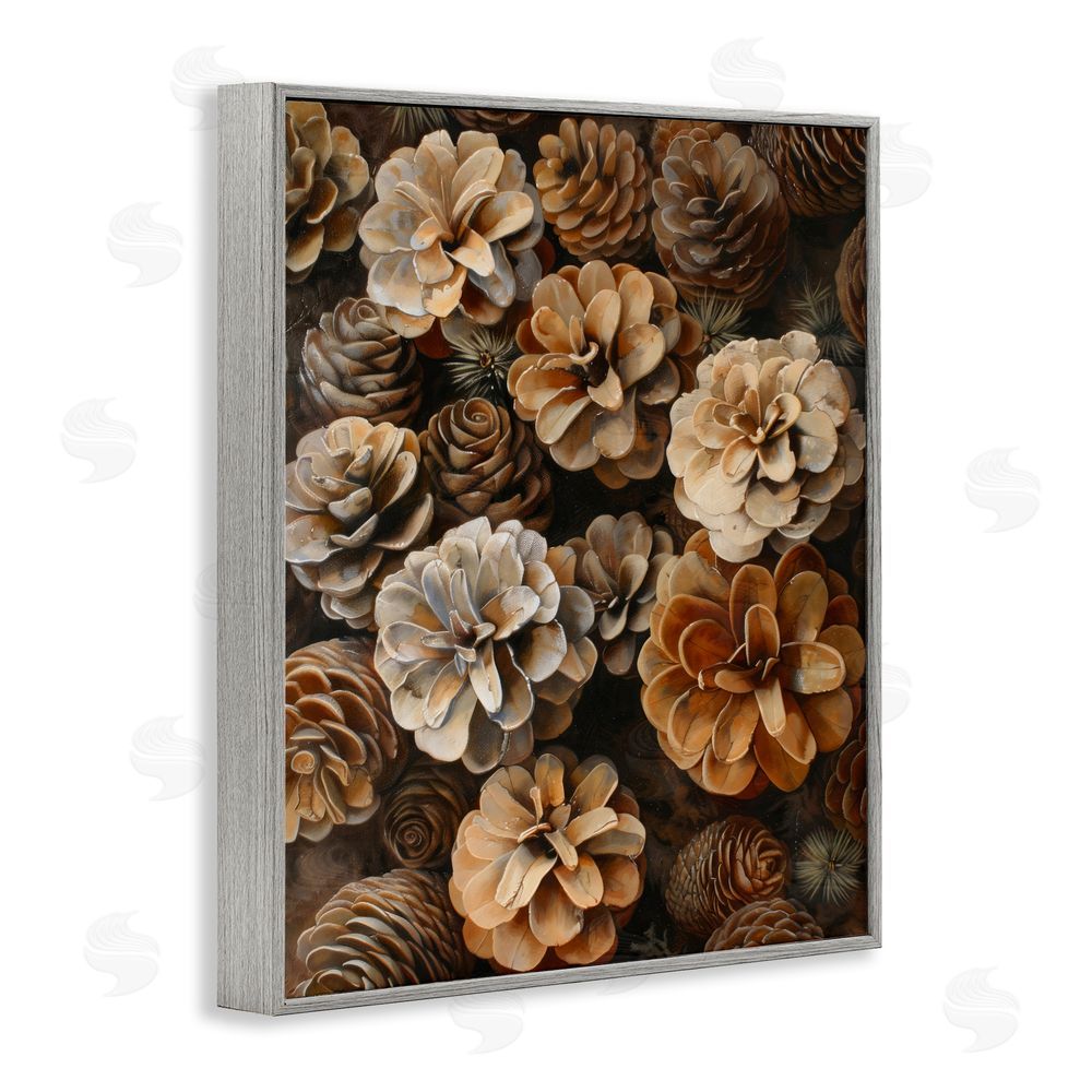Creative Studio Pinecone Arrangement Rustic Botanicals Gray Framed Giclee Wall Art