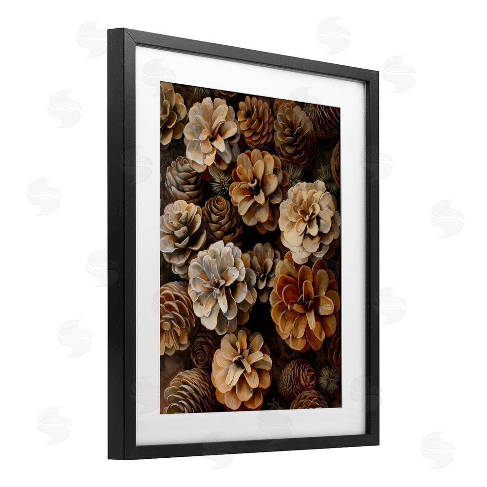 Creative Studio Pinecone Arrangement Rustic Botanicals Black Framed Print Under Glass Wall Art