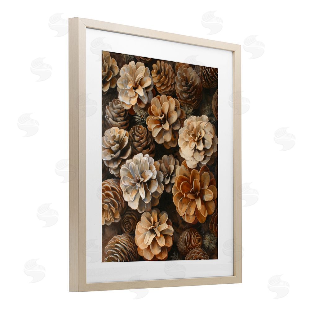 Creative Studio Pinecone Arrangement Rustic Botanicals Brown Framed Print Under Glass Wall Art