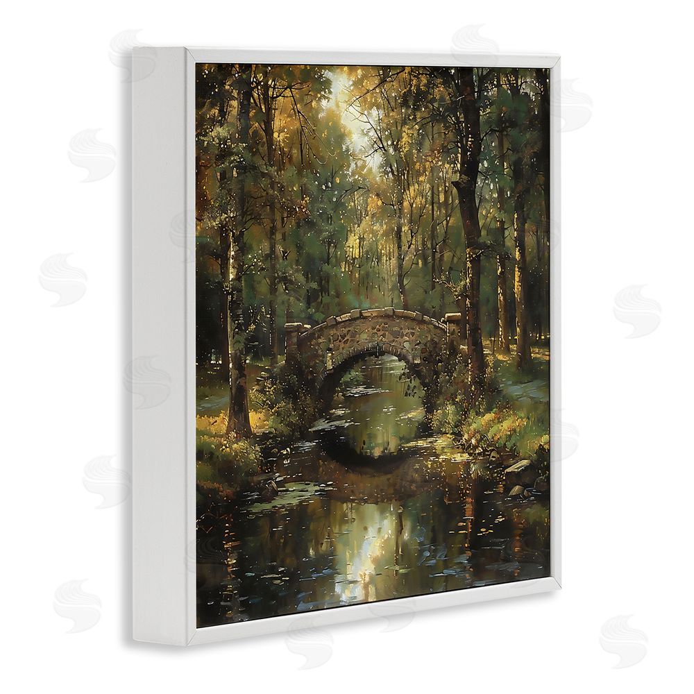 Creative Studio Forest Bridge in Autumn Light White Framed Giclee Wall Art