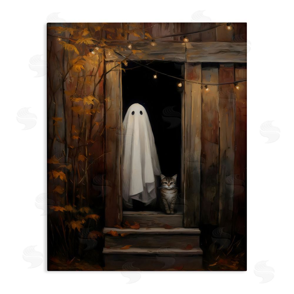 Arlington Prints Barn Ghost and Cat Stretched Canvas Wall Art Print