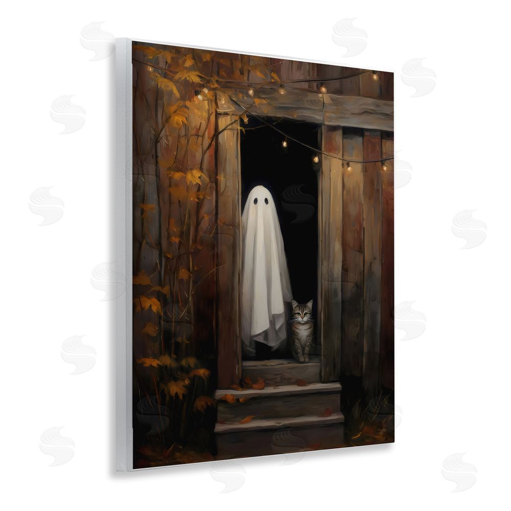 Arlington Prints Barn Ghost and Cat Wooden Wall Plaque Art Print