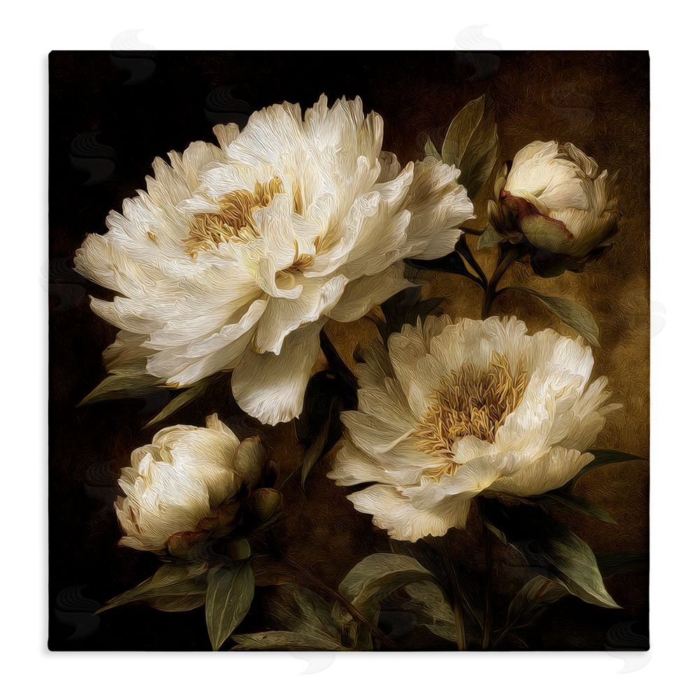 Petal Prints Design Dreamy Vintage Peony Elegance Stretched Canvas Wall Art
