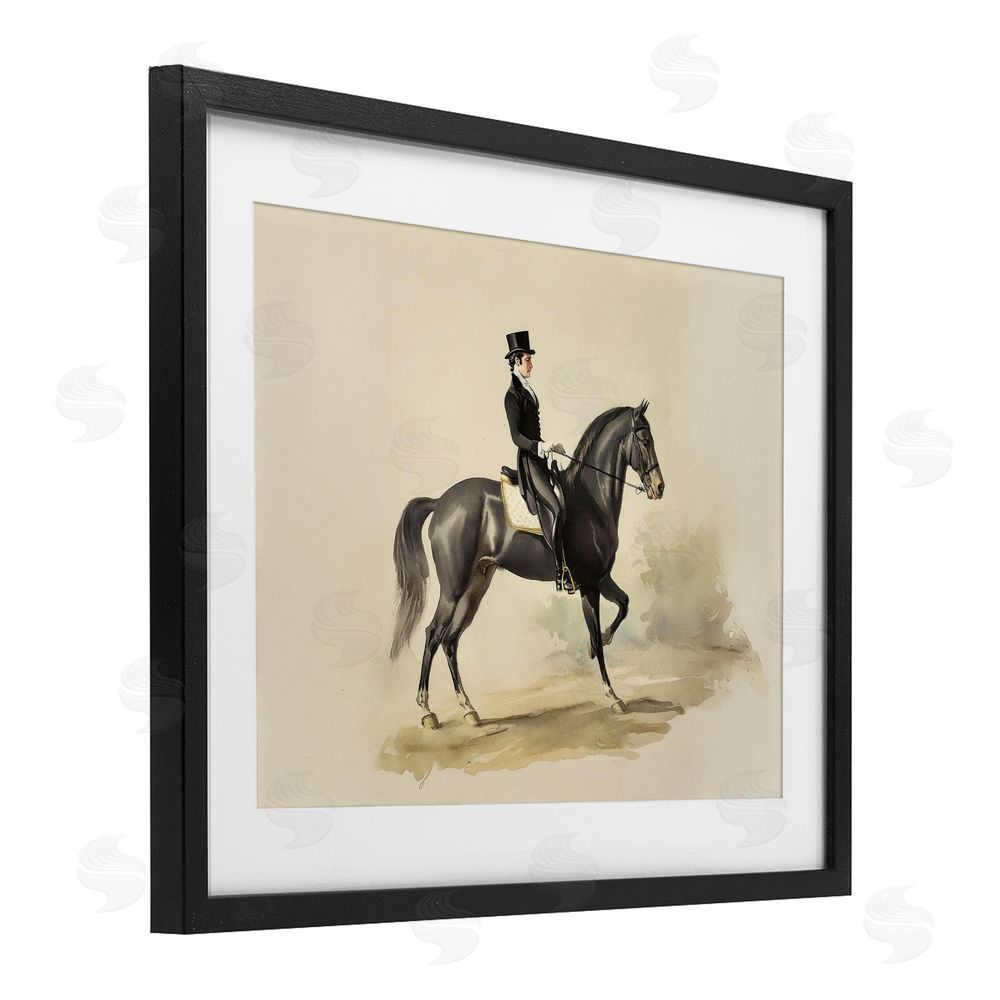 Sisi and Seb Gentleman On A Horse Black Framed Print Under Glass Wall Art