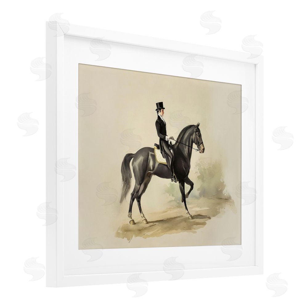 Sisi and Seb Gentleman On A Horse White Framed Print Under Glass Wall Art