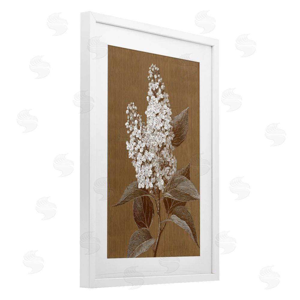 Petal Prints Design Vintage Striped Lilac Study White Framed Print Under Glass with White Mat Wall Art