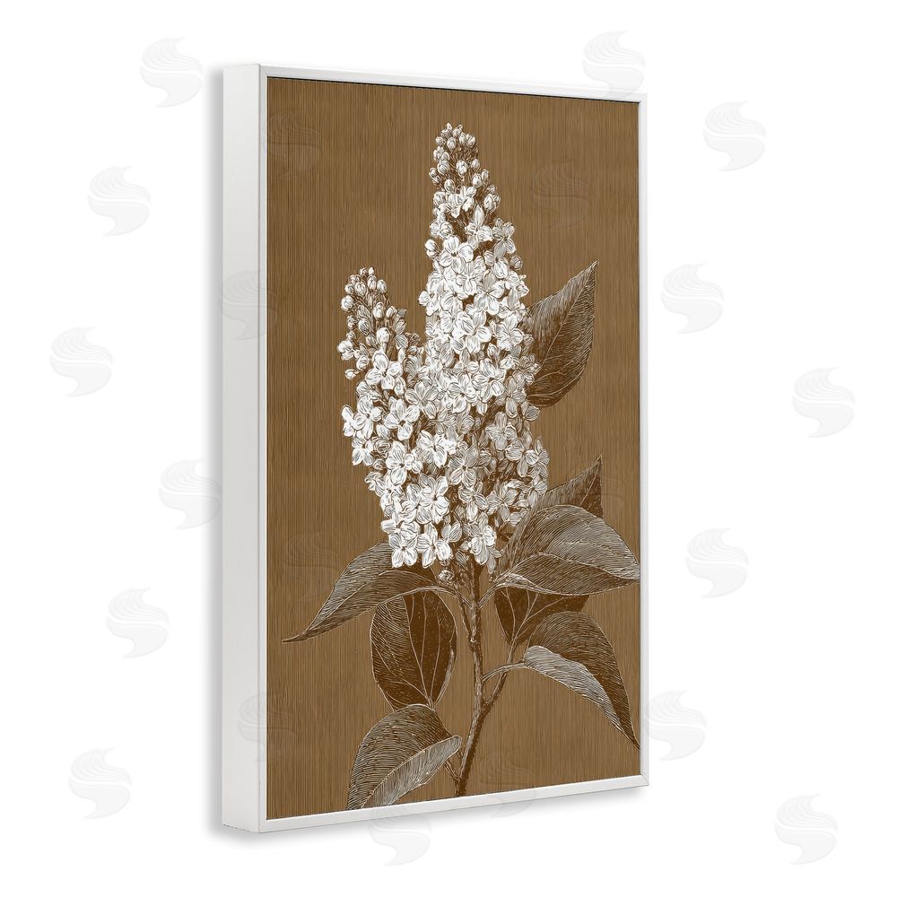 Petal Prints Design Vintage Striped Lilac Study White Framed Giclee Wall Art Print