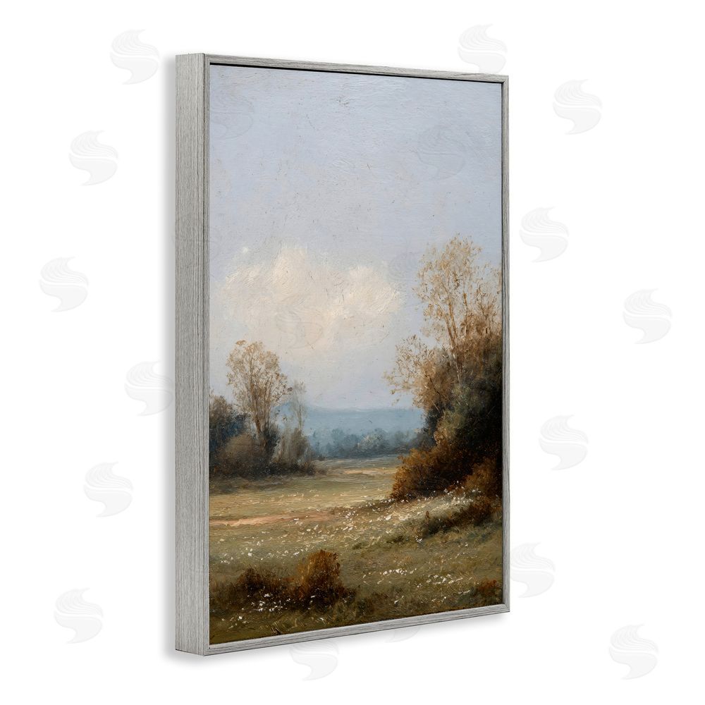 Petal Prints Design Silent Little Meadow Gray Framed Giclee Wall Art Print