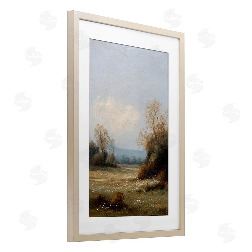 Petal Prints Design Silent Little Meadow Brown Framed Print Under Glass with White Mat Wall Art