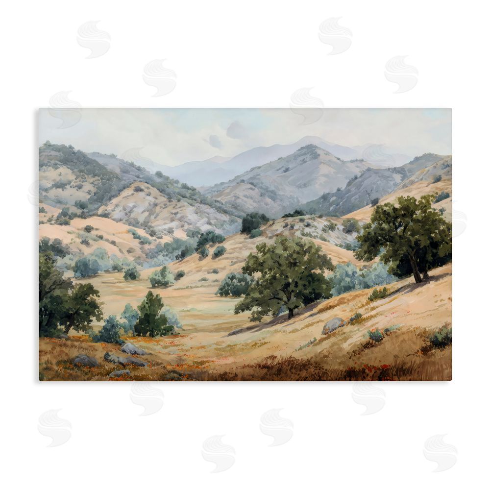 Petal Prints Design Mountains and Trees Valley View Stretched Canvas Wall Art