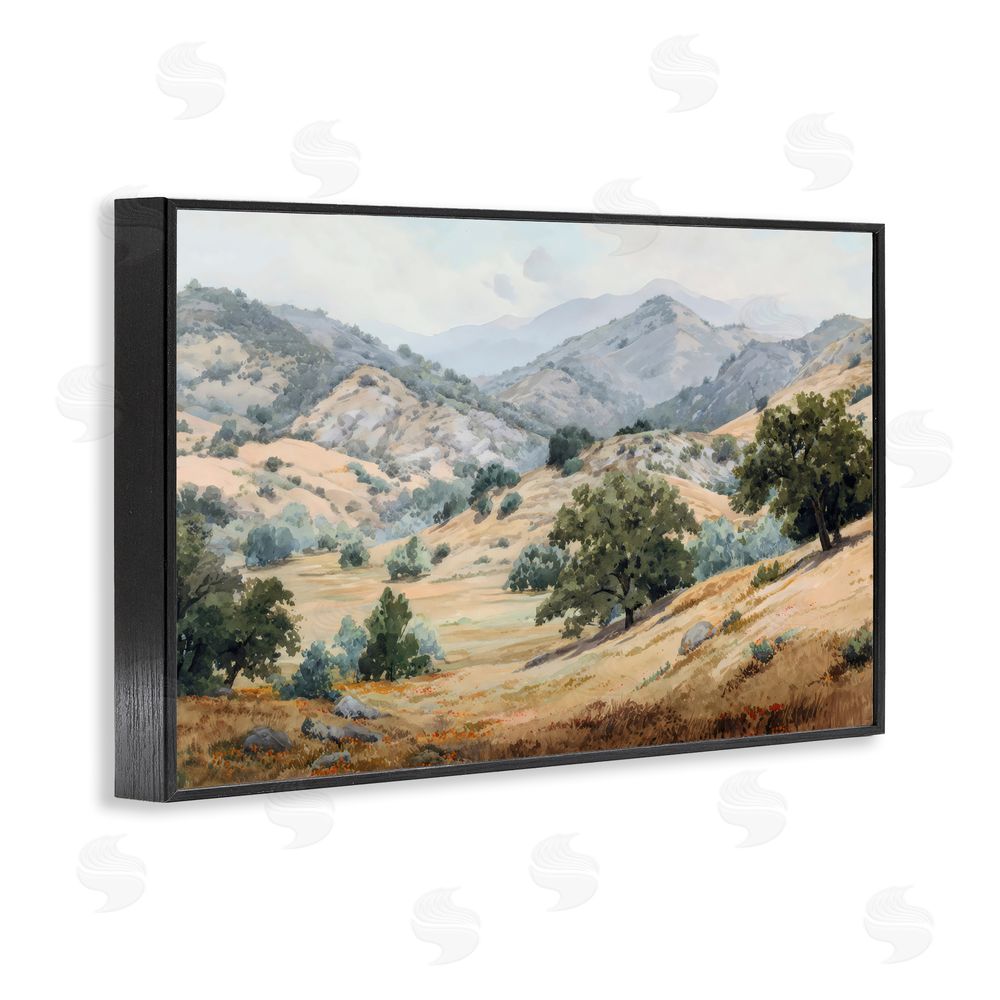 Petal Prints Design Mountains and Trees Valley View Black Framed Giclee Wall Art