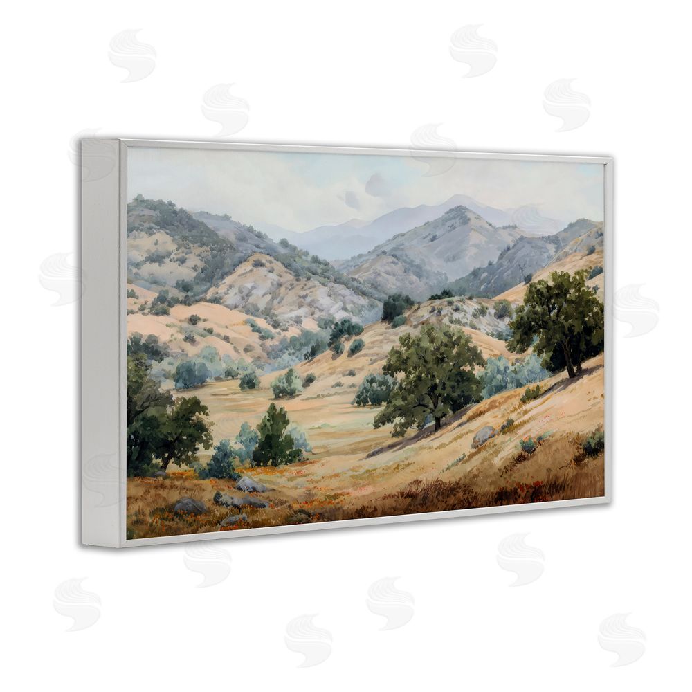Petal Prints Design Mountains and Trees Valley View White Framed Giclee Wall Art