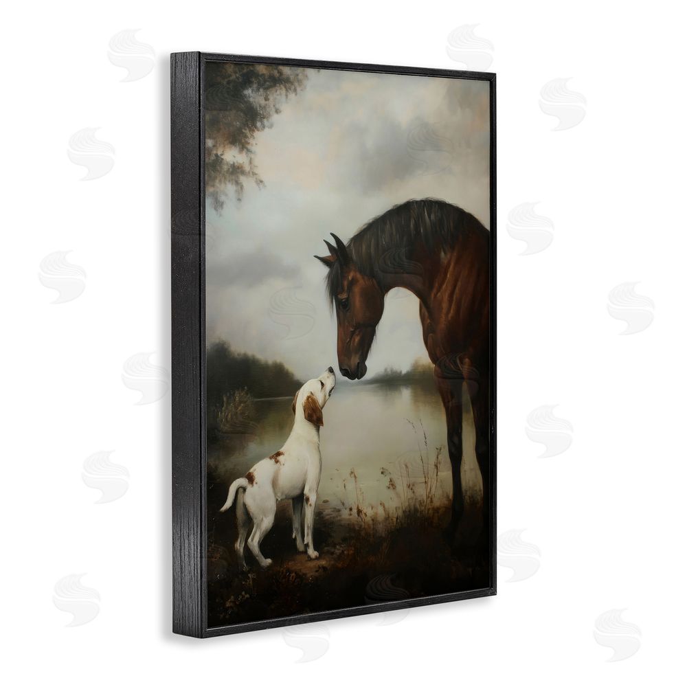 Petal Prints Design Hound & Horse Companions Black Framed Giclee Wall Art