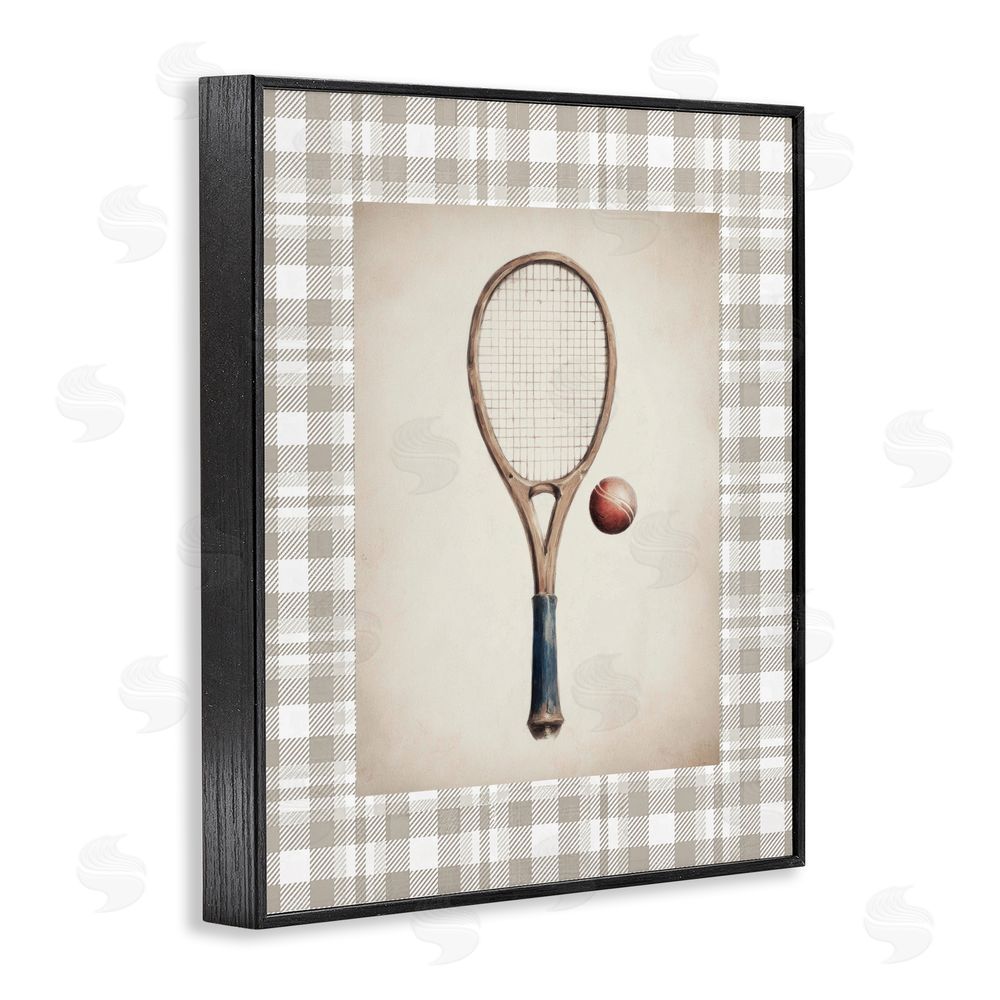 Sisi and Seb Vintage Tennis Racket & Ball Black Framed Giclee Wall Art Print