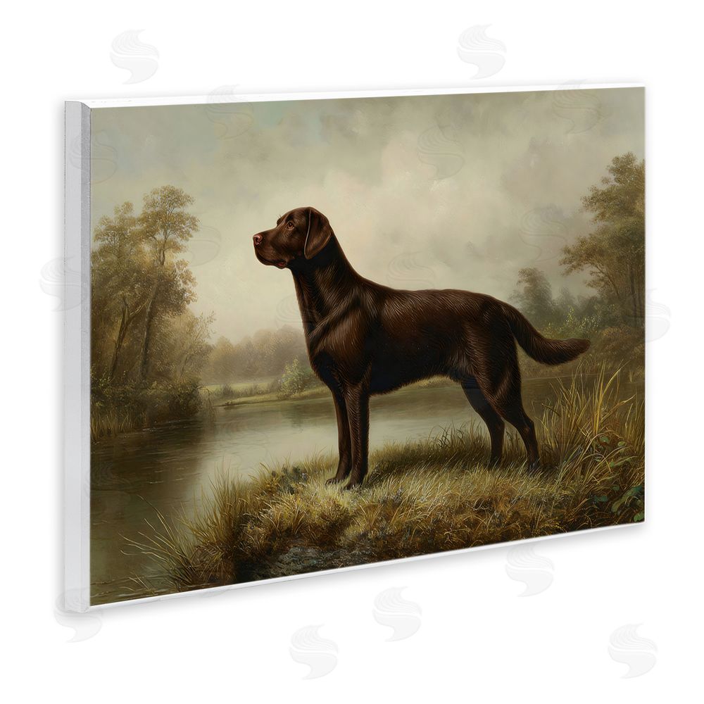 Petal Prints Design On Alert Chocolate Lab Wall Plaque Home Decor Art Print