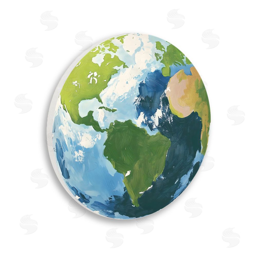 The Prints Vibe Planet Earth over Cream Wall Plaque Home Decor Art Print