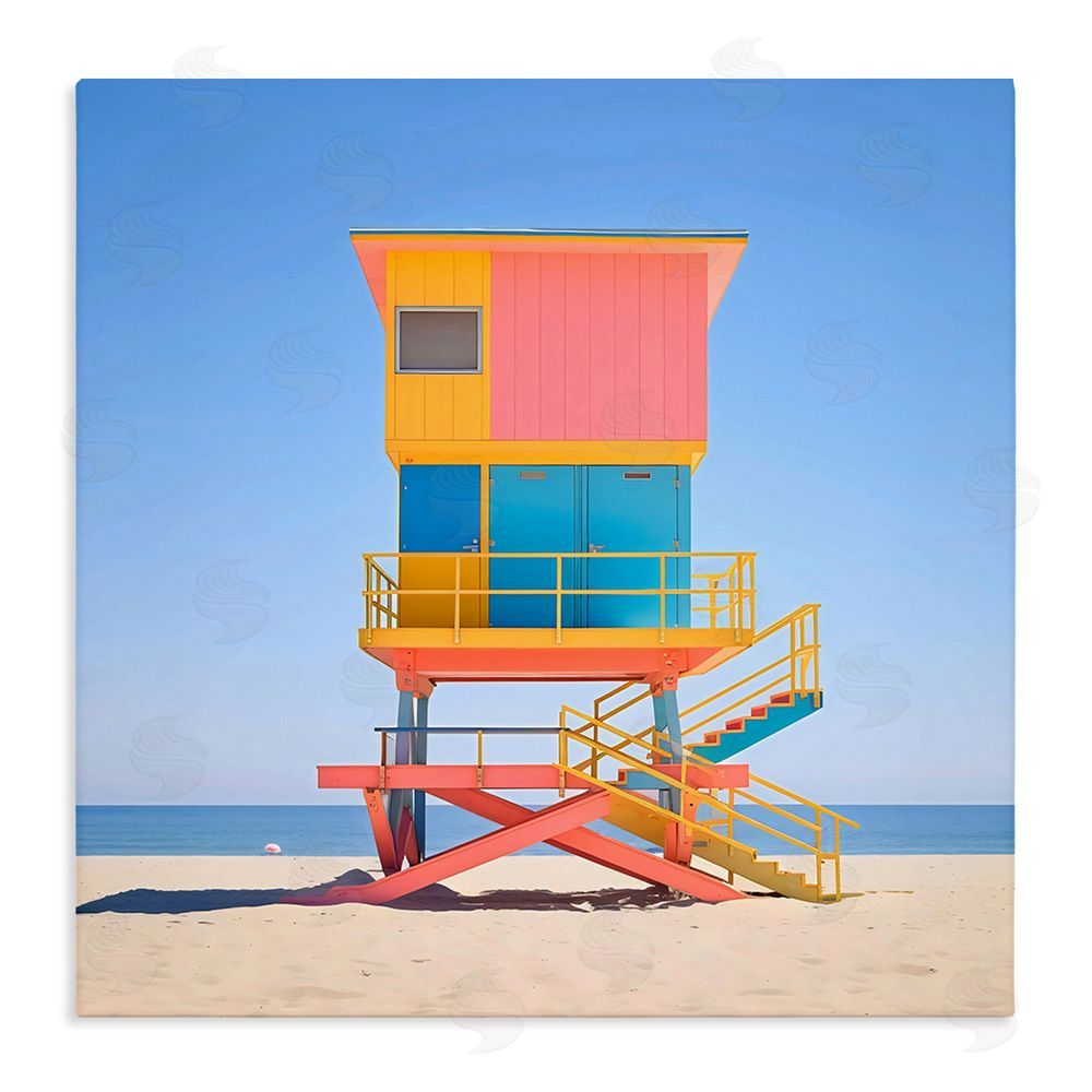 Creative Studio Deco Lifeguard Tower on Beach Stretched Canvas Wall Art