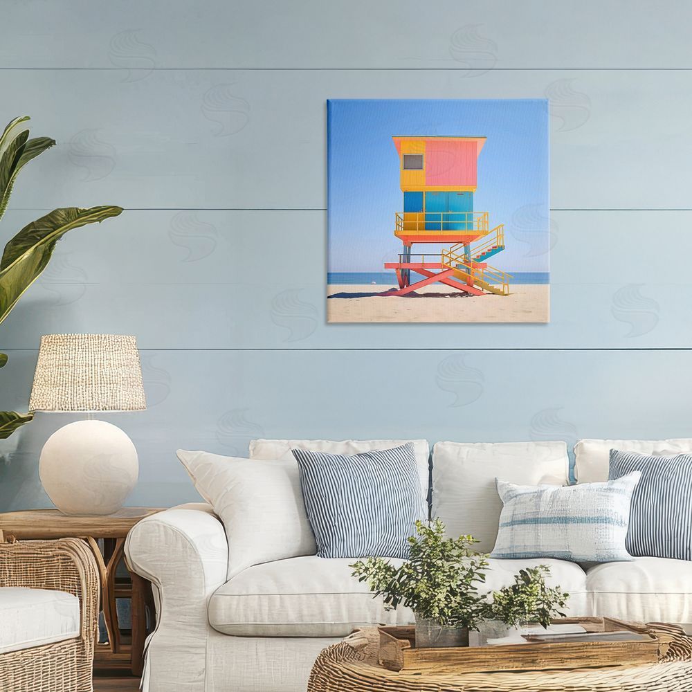 Creative Studio Deco Lifeguard Tower on Beach Stretched Canvas Wall Art in Room