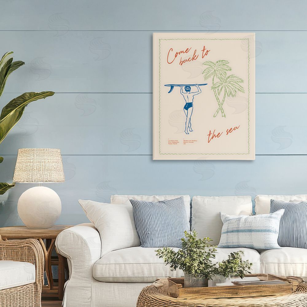 The Prints Vibe Come Back To The Sea Stretched Canvas Wall Art in Room