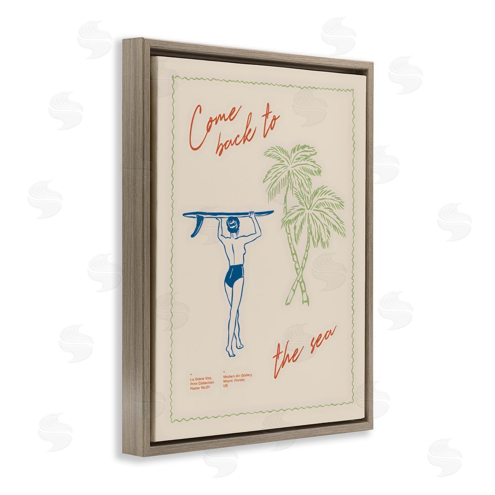 The Prints Vibe Come Back To The Sea Brown Floating Frame Canvas Wall Art Print