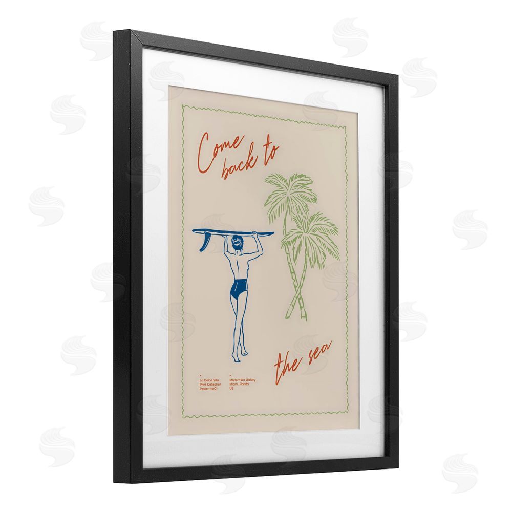 The Prints Vibe Come Back To The Sea Black Framed Print Under Glass Wall Art