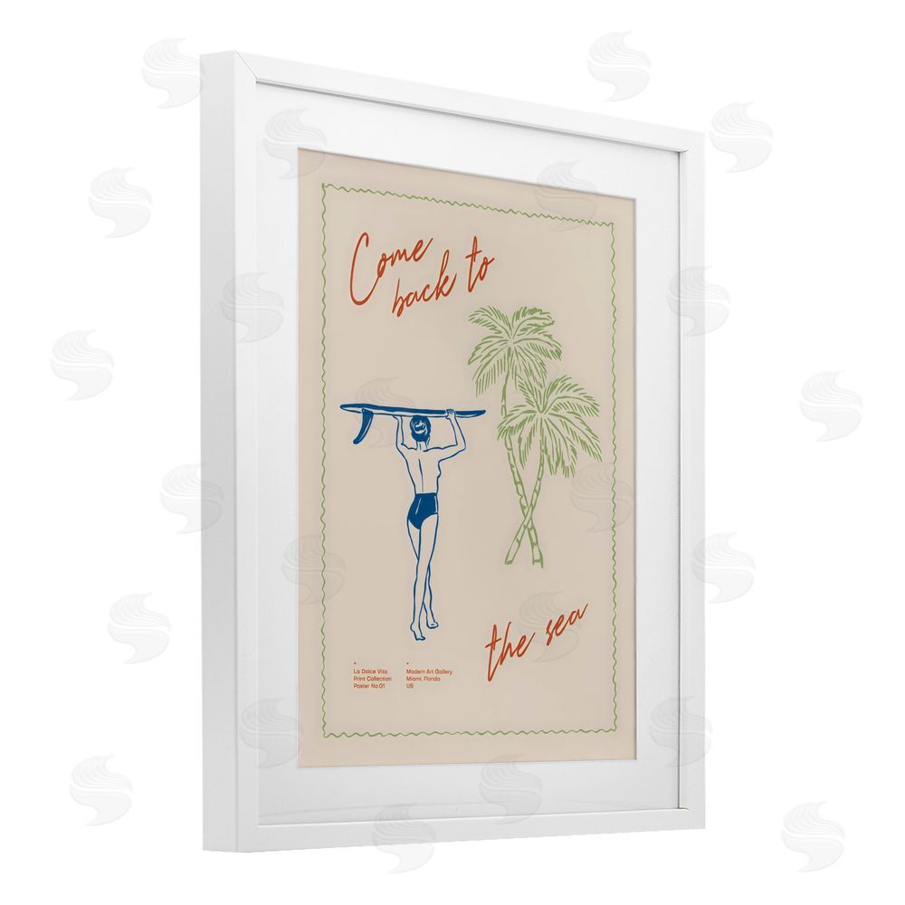 The Prints Vibe Come Back To The Sea White Framed Print Under Glass Wall Art