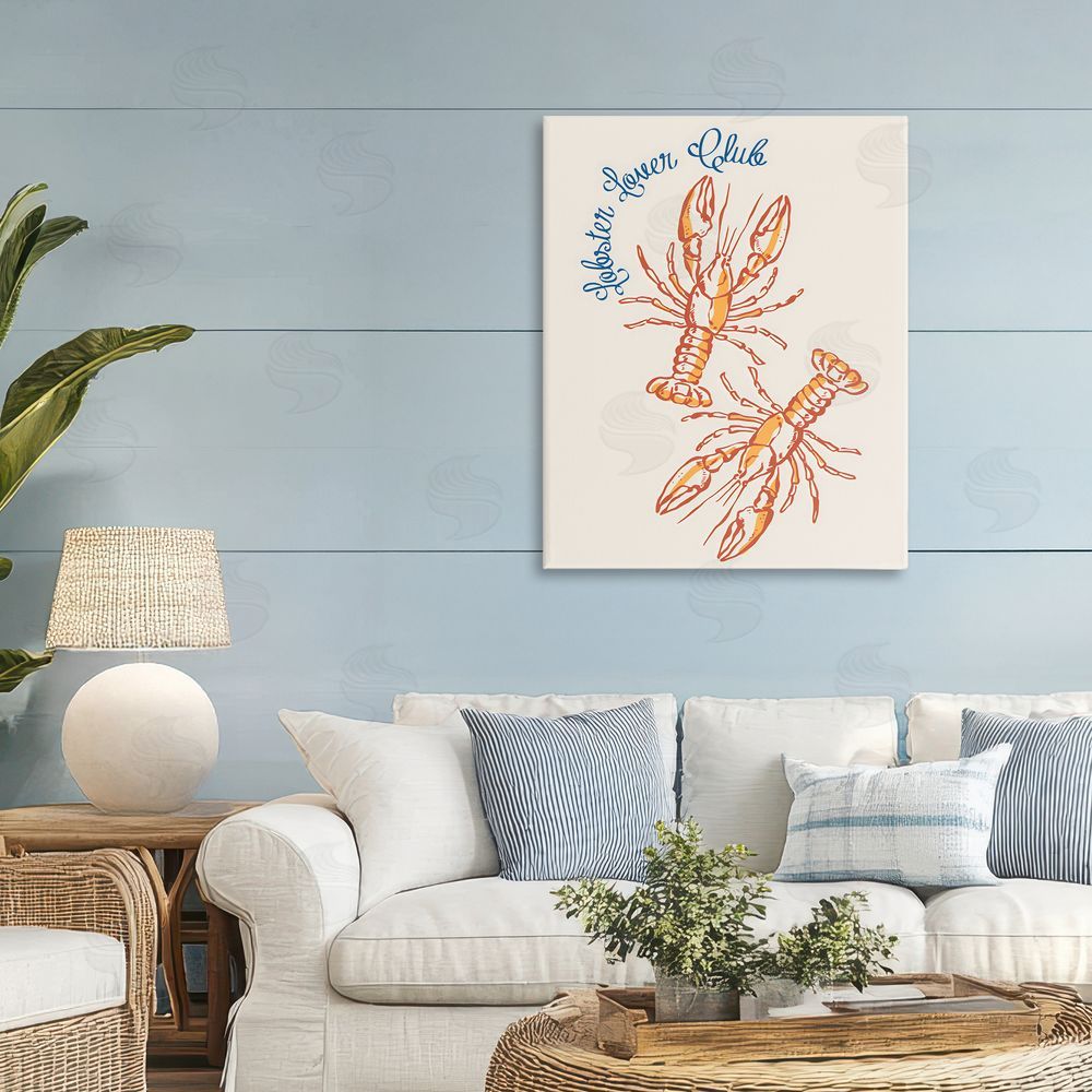The Prints Vibe Lobster Lover Club Stretched Canvas Wall Art in Room