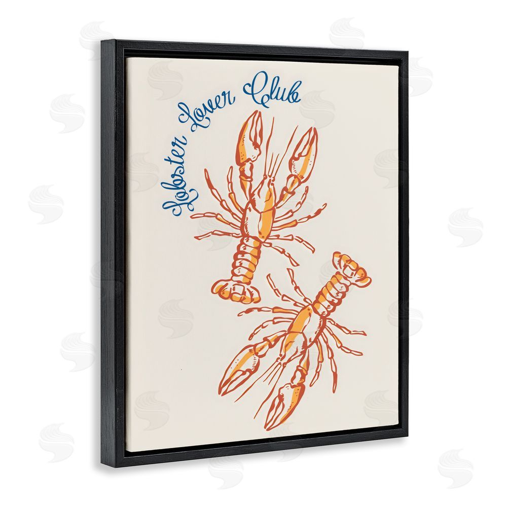 The Prints Vibe Lobster Lover Club Black Floating Framed Canvas Wall Art