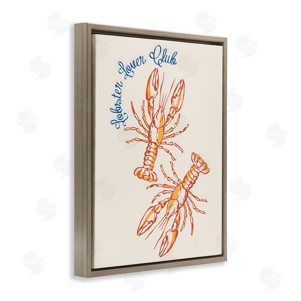 The Prints Vibe Lobster Lover Club Brown Floating Framed Canvas Wall Art