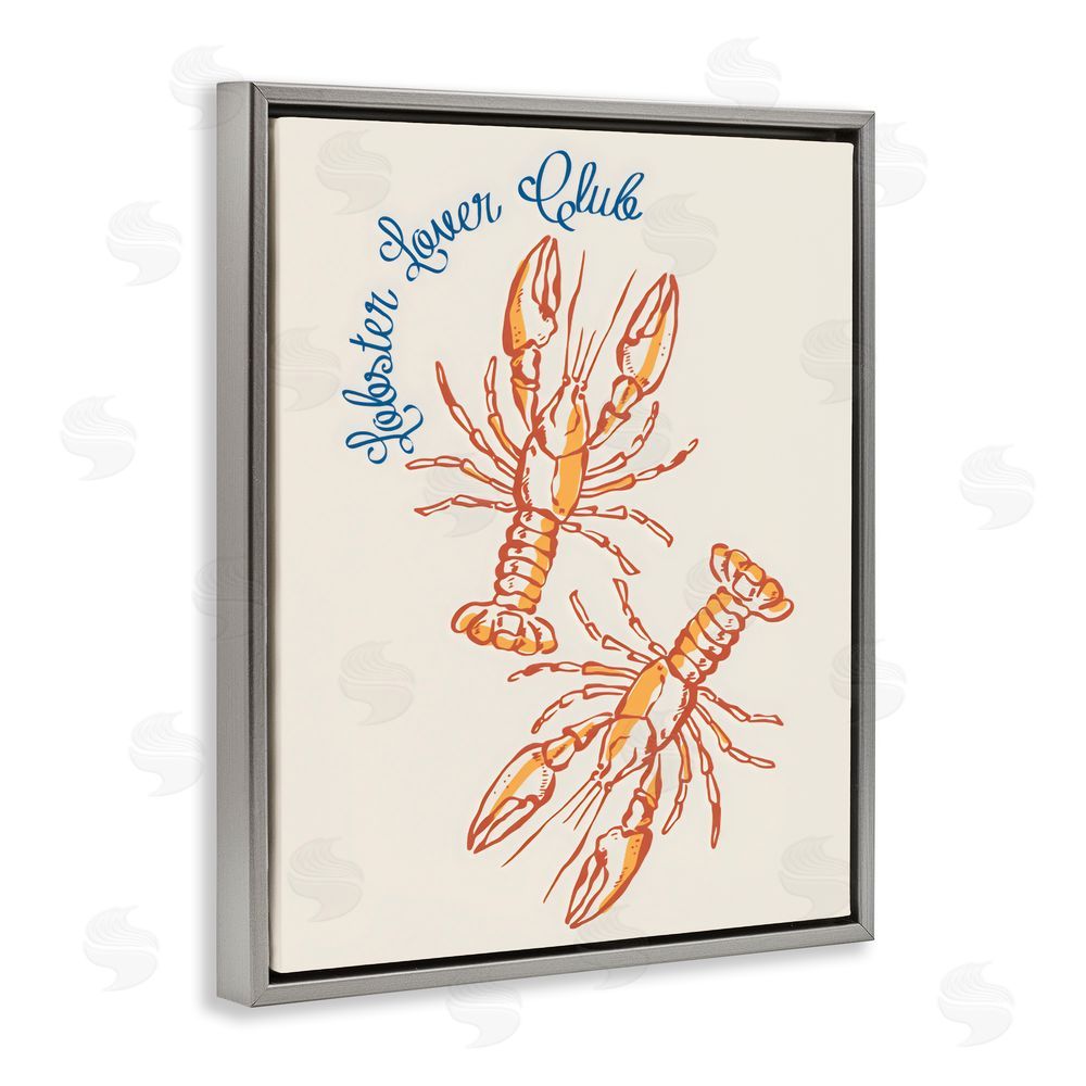 The Prints Vibe Lobster Lover Club Gray Floating Framed Canvas Wall Art