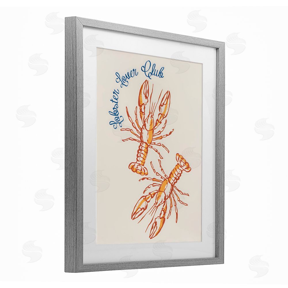 The Prints Vibe Lobster Lover Club Gray Framed Print Under Glass Wall Art