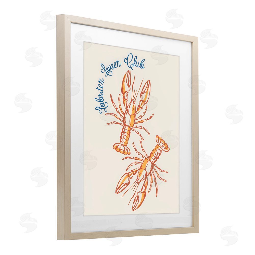 The Prints Vibe Lobster Lover Club Brown Framed Print Under Glass Wall Art