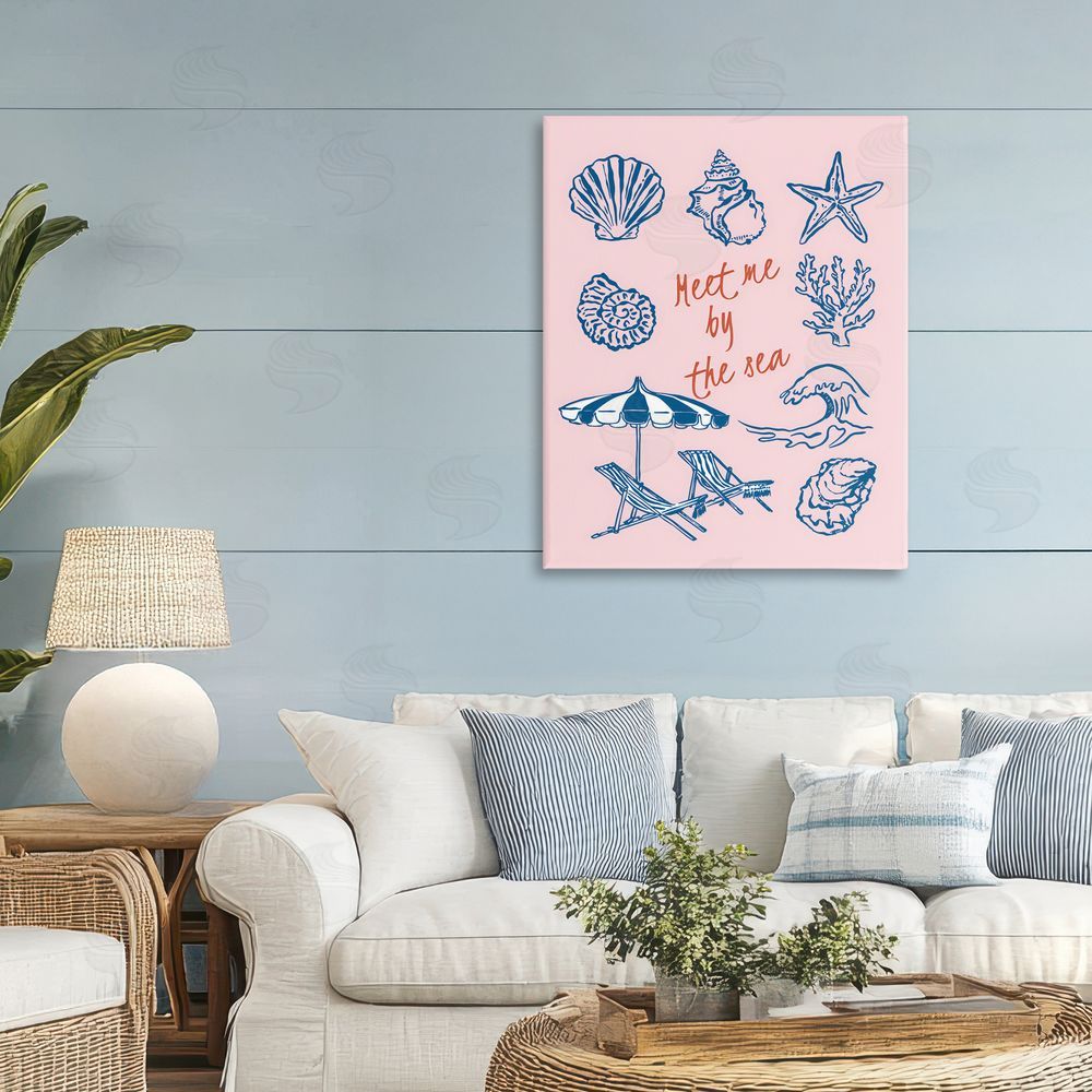 The Prints Vibe Meet Me By The Sea Stretched Canvas Wall Art in Room