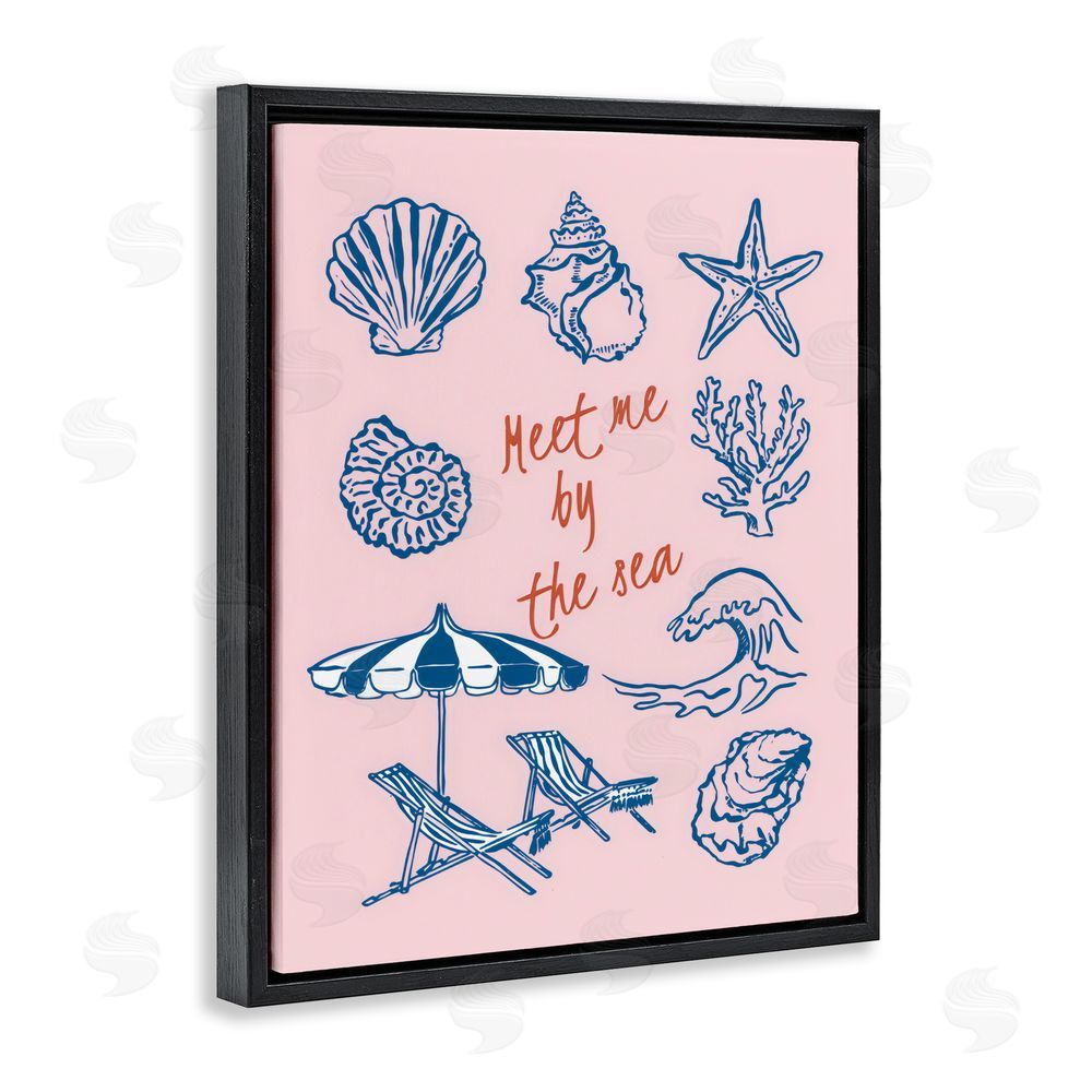 The Prints Vibe Meet Me By The Sea Black Floating Framed Canvas Wall Art