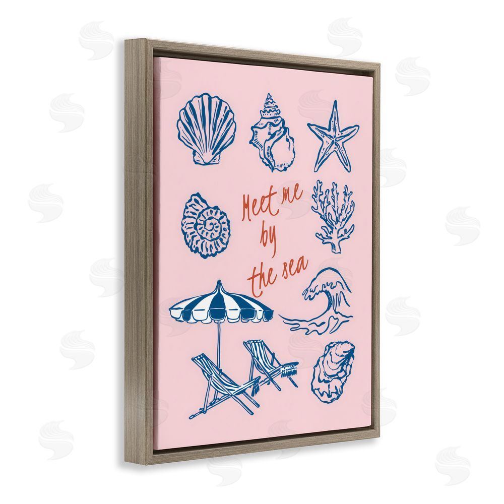 The Prints Vibe Meet Me By The Sea Brown Floating Framed Canvas Wall Art