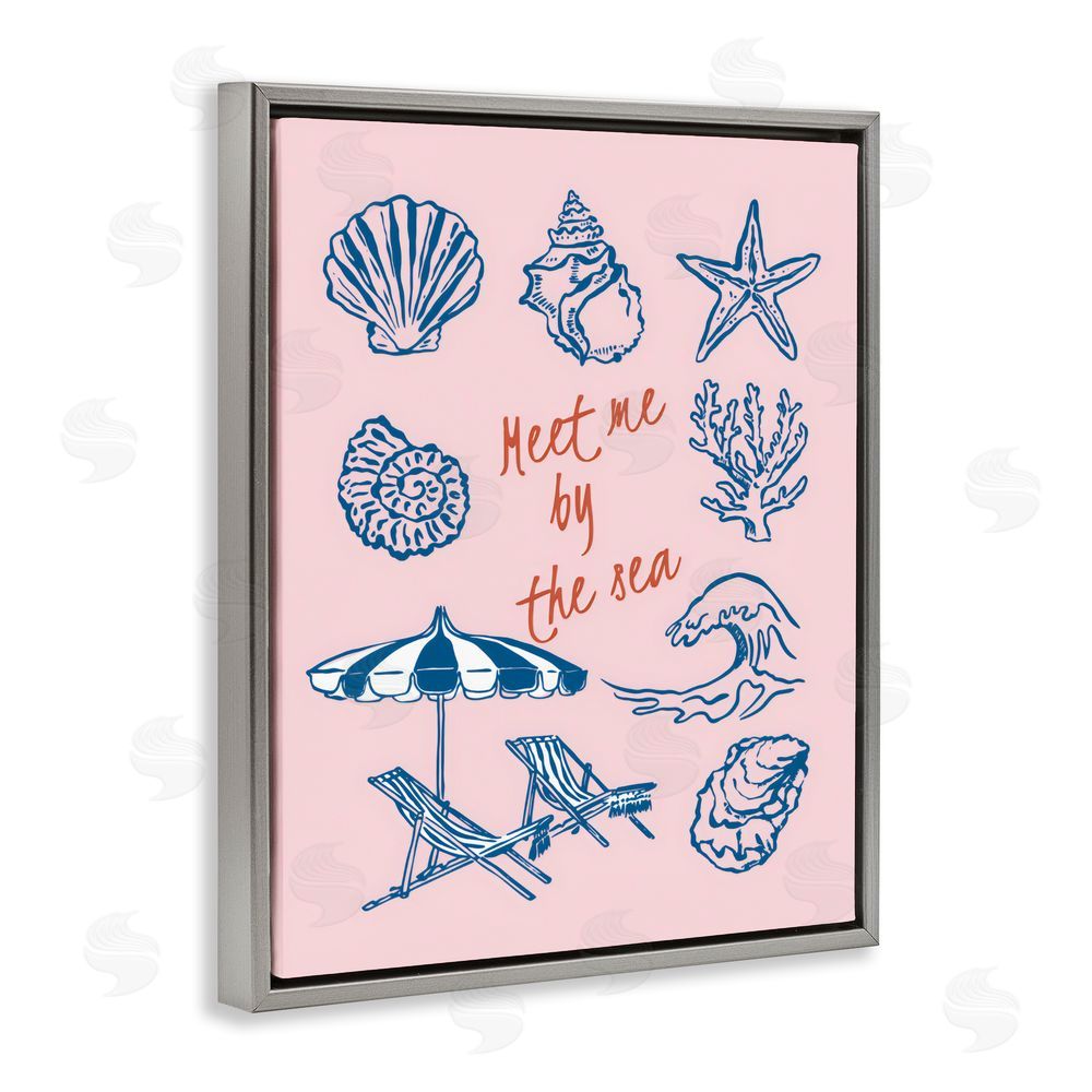 The Prints Vibe Meet Me By The Sea Gray Floating Framed Canvas Wall Art