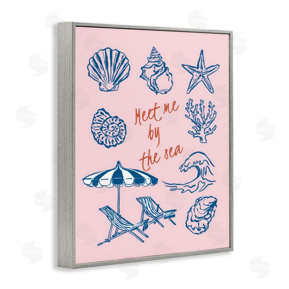 The Prints Vibe Meet Me By The Sea Gray Framed Giclee Wall Art