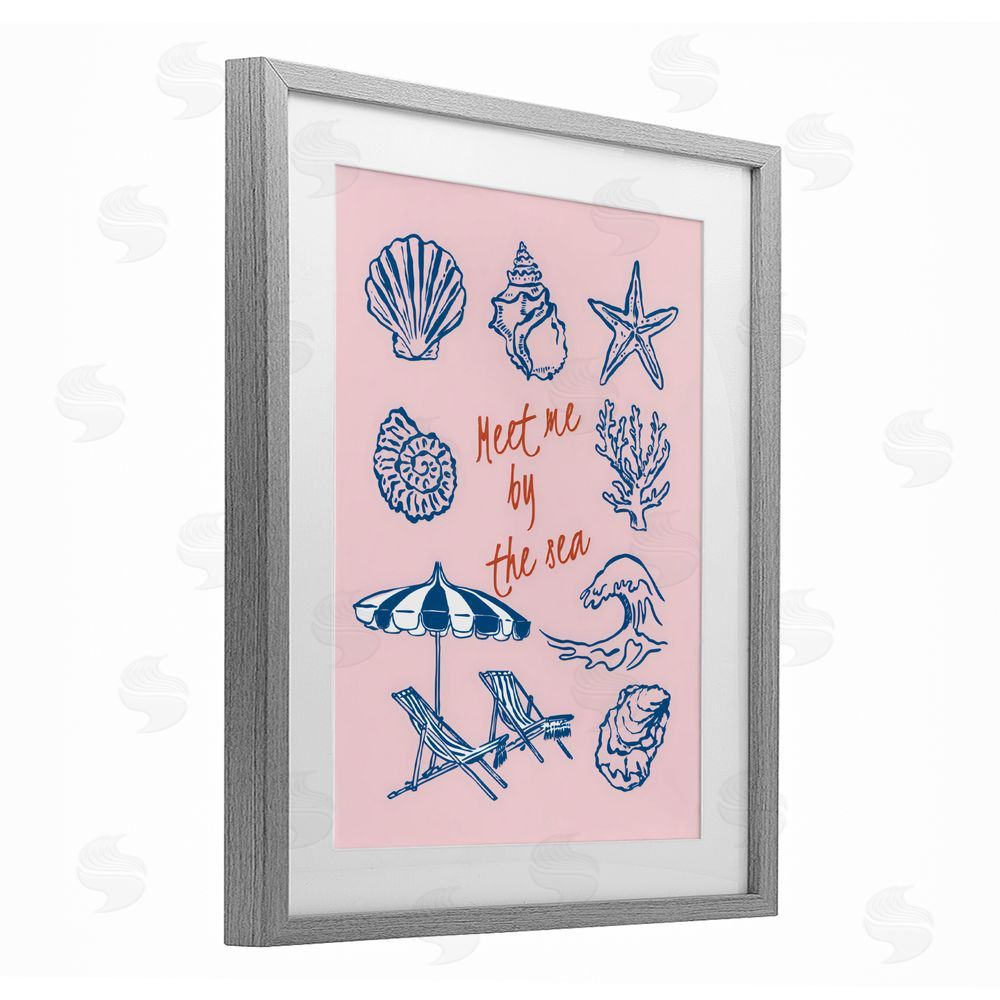 The Prints Vibe Meet Me By The Sea Gray Framed Print Under Glass Wall Art