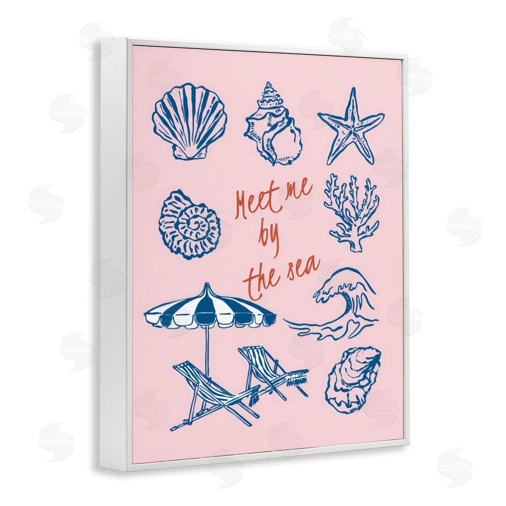 The Prints Vibe Meet Me By The Sea White Framed Giclee Wall Art