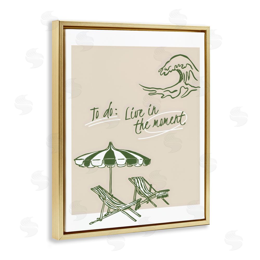 The Prints Vibe To Do: Live In The Moment Gold Floating Framed Canvas Wall Art Print