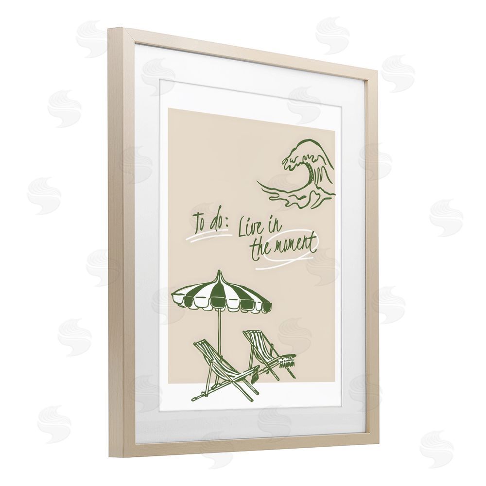 The Prints Vibe To Do: Live In The Moment Brown Framed Print Under Glass with White Mat Wall Art