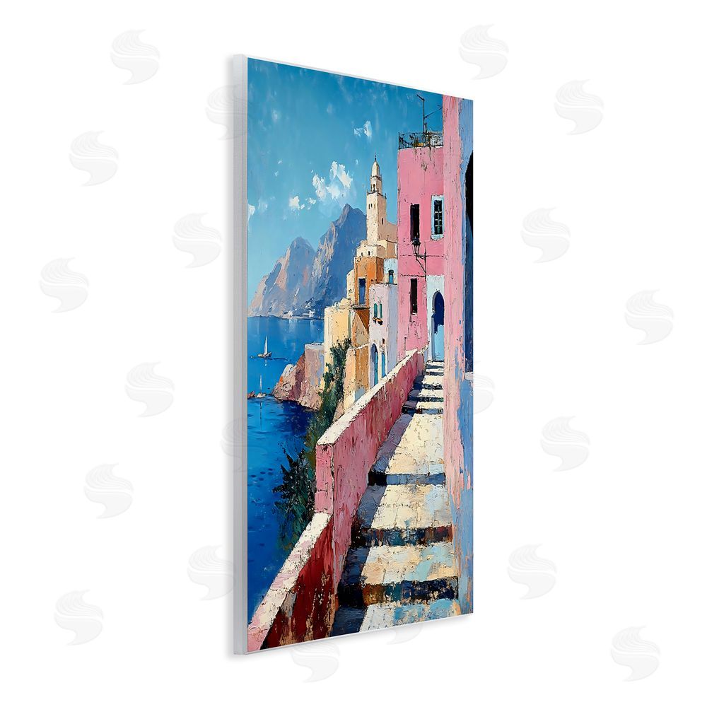 Creative Studio Coastal Village's Sunlit Pathway Wall Plaque with Fixed Lithograph Print