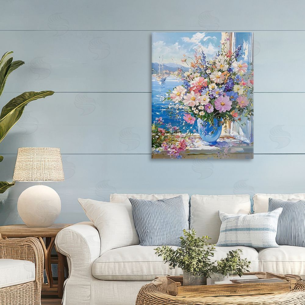 Creative Studio Beautiful Bouquet on Ledge Stretched Canvas Wall Art Print in Room