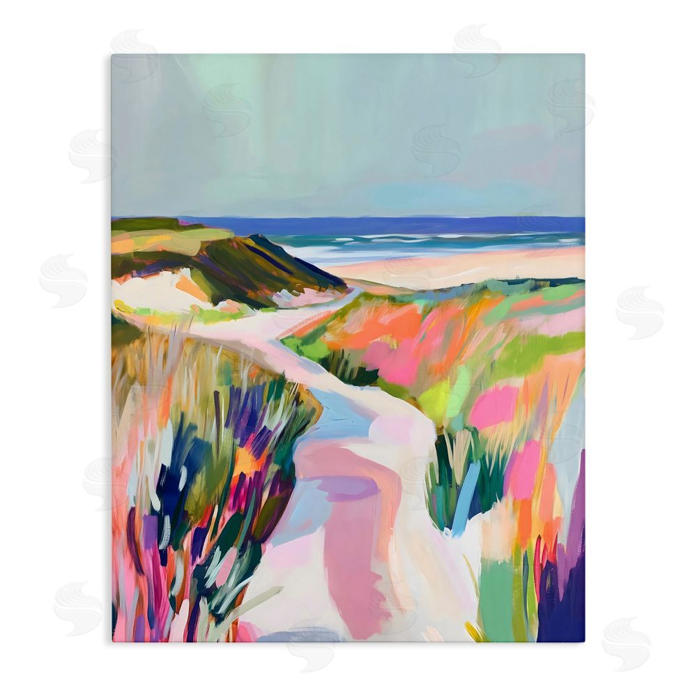 The Prints Vibe Pathway Through Pastel Sand Dunes Stretched Canvas Wall Art