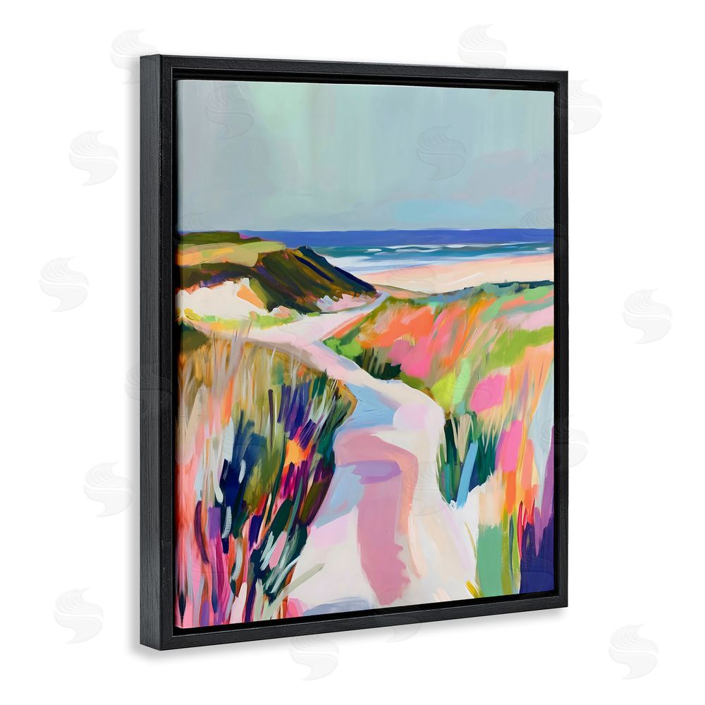 The Prints Vibe Pathway Through Pastel Sand Dunes Black Floating Framed Canvas Wall Art